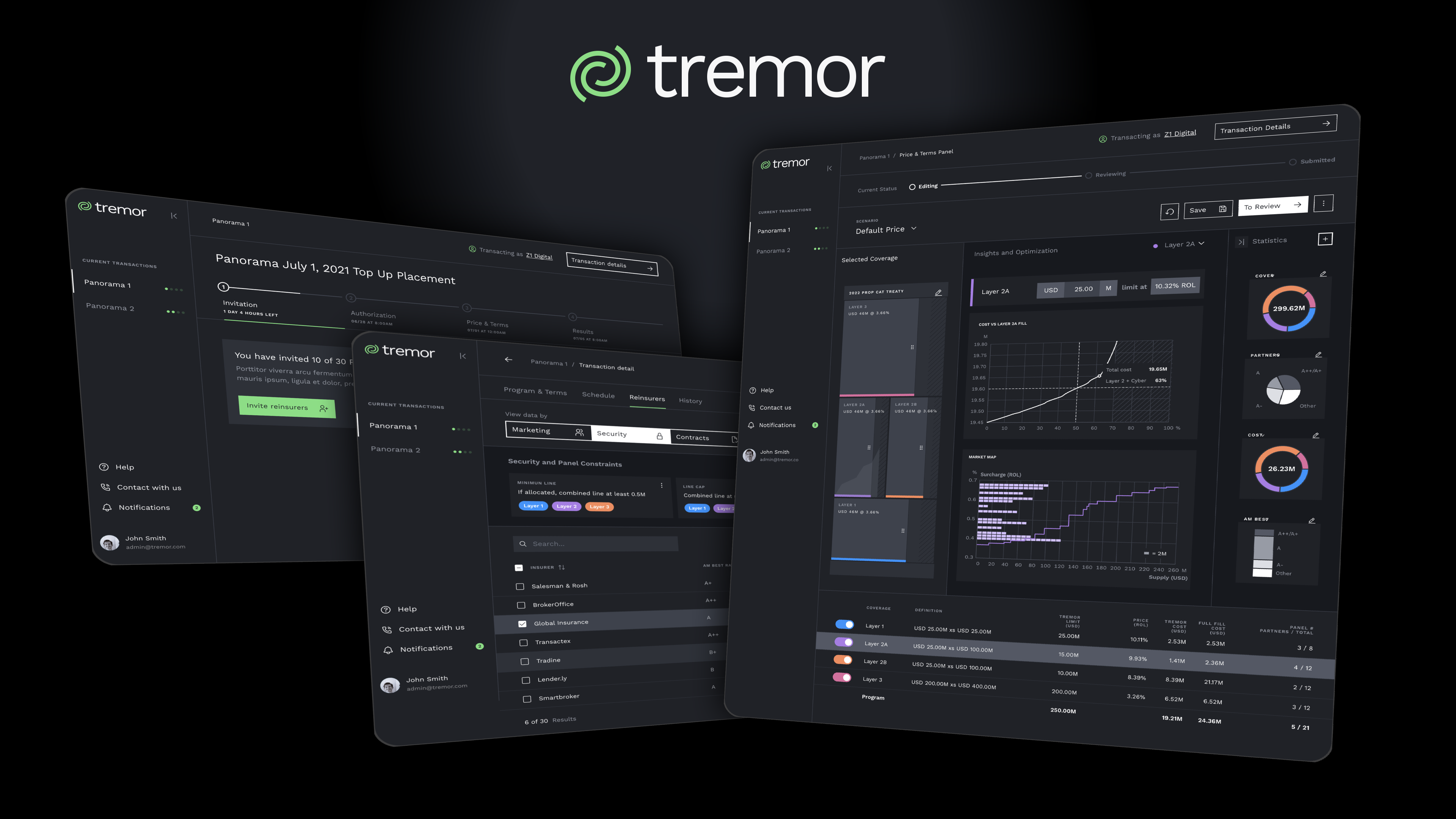 Screenshots of new Tremor platform
